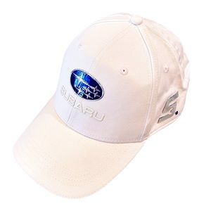 Subaru Unisex Adjustable HXD White Chino Twill Ballcap White Blue Silver NWT
